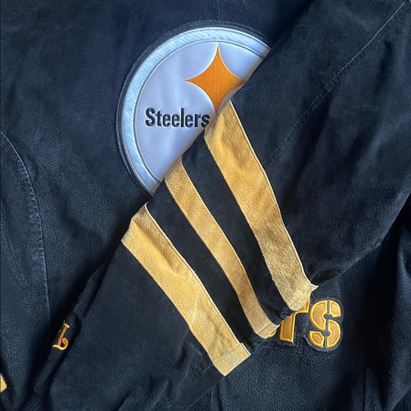 EUC Vintage Pittsburgh Steelers Suede Bomber Jacket - Picture 10 of 16